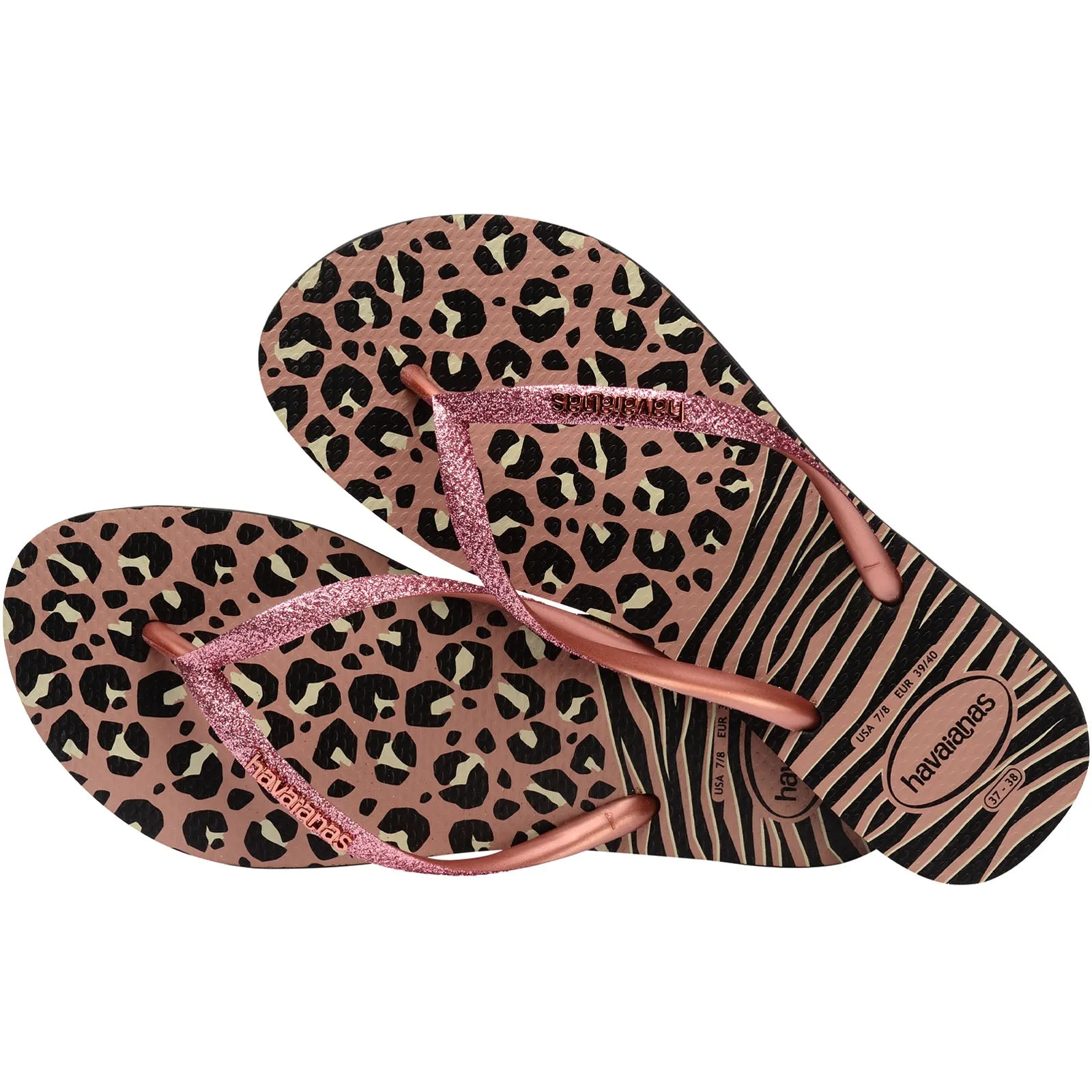 Havaianas Slim Animal Mix Summer Flip Flops - Black/Gold