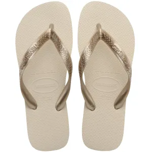 Havaianas Womens Top Tiras Metallic Flip Flops - Beige