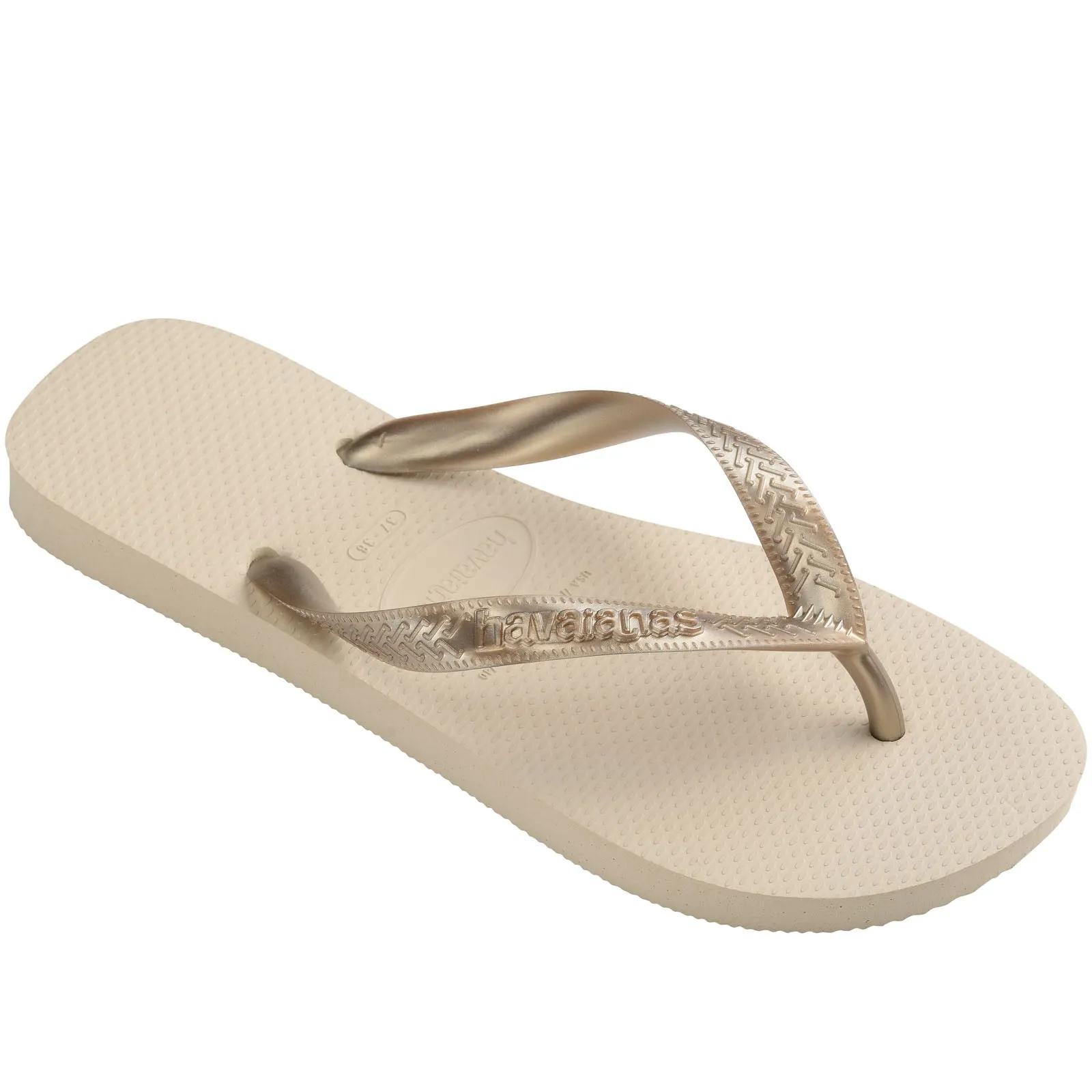 Havaianas Womens Top Tiras Metallic Flip Flops - Beige