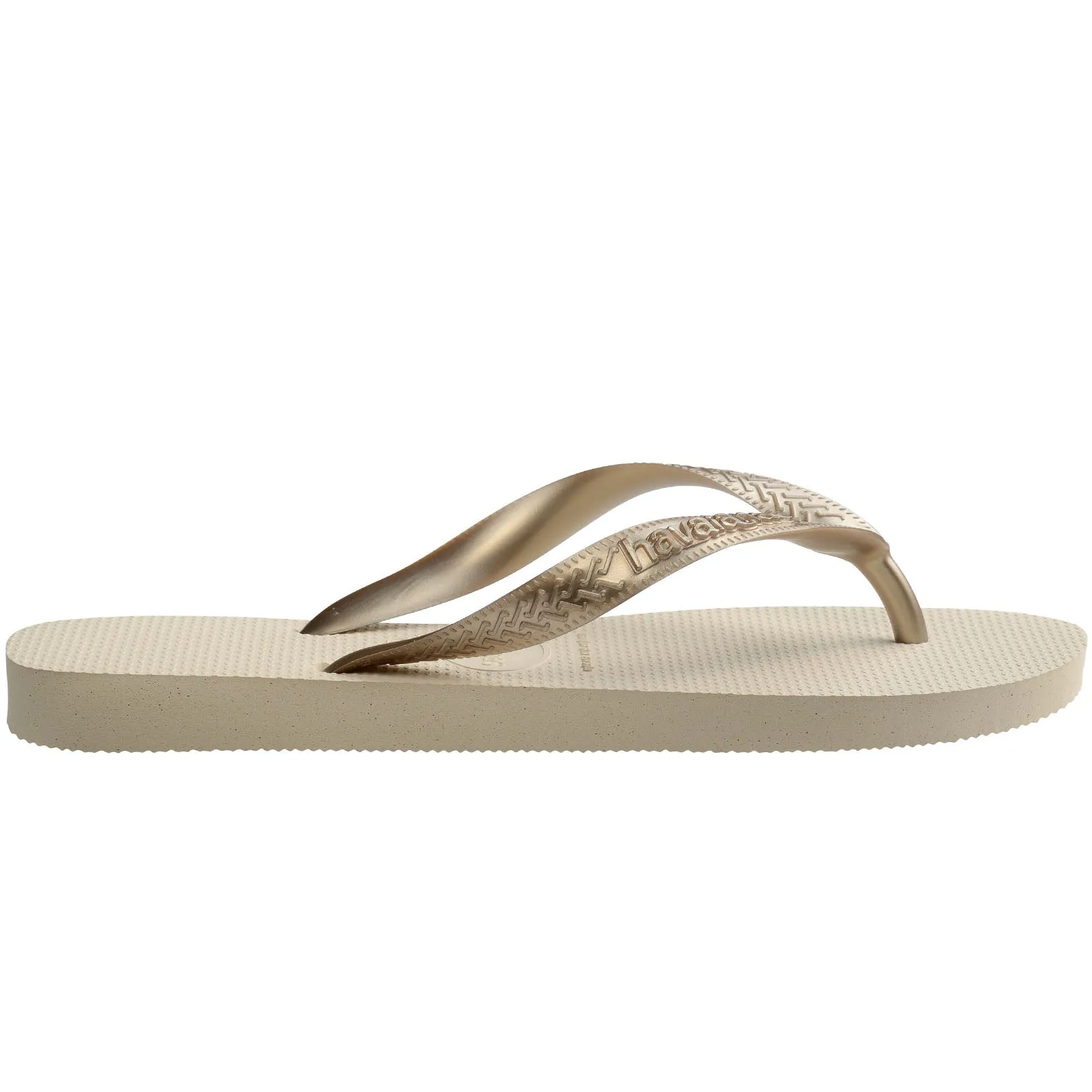 Havaianas Womens Top Tiras Metallic Flip Flops - Beige