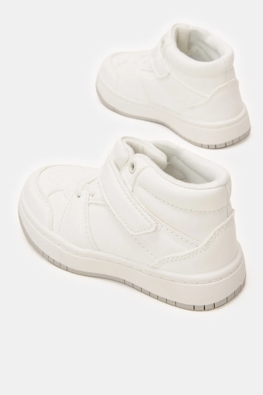 Infant Boys White Velcro High-Top Sneakers