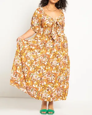 Isabella Safari Floral Summer Dress | Yellow / Rust