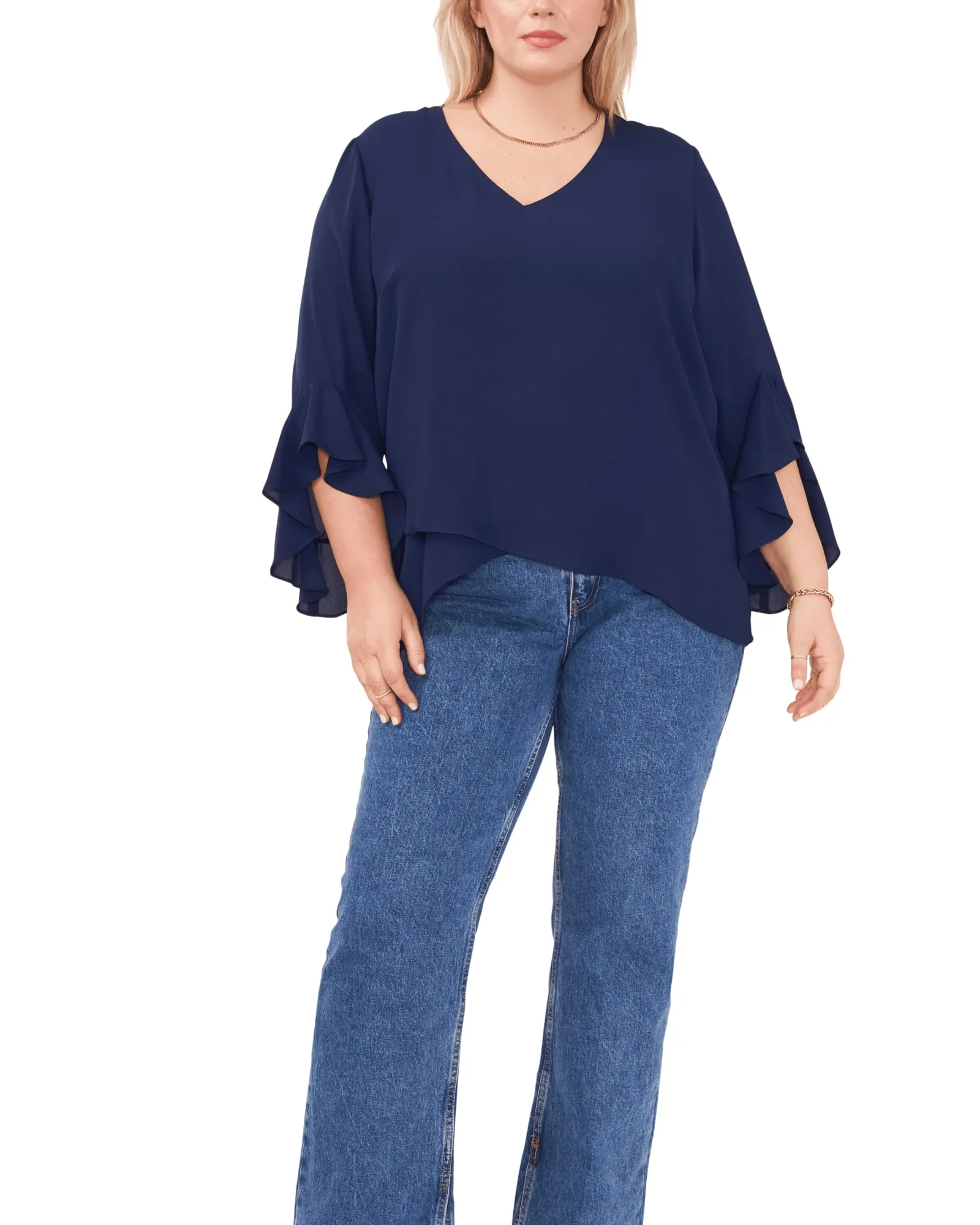 Jayda Flutter Sleeve Romance Top | 407-407 CLASSIC NAVY (VC)