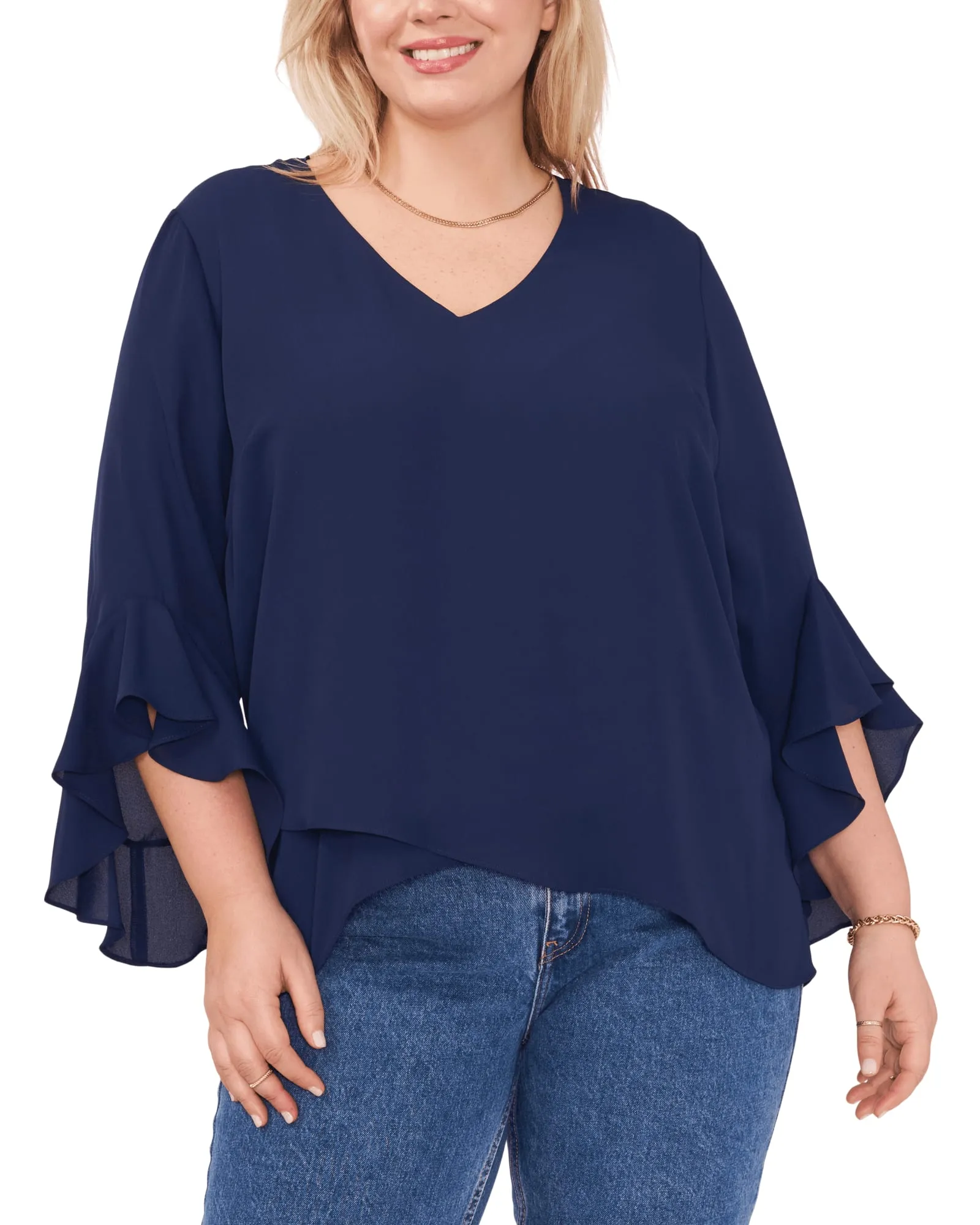 Jayda Flutter Sleeve Romance Top | 407-407 CLASSIC NAVY (VC)