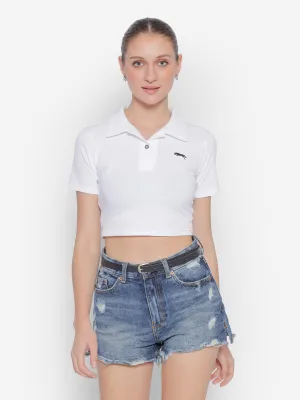 JUMP USA Pure Cotton Short Sleeve Polo Crop Top