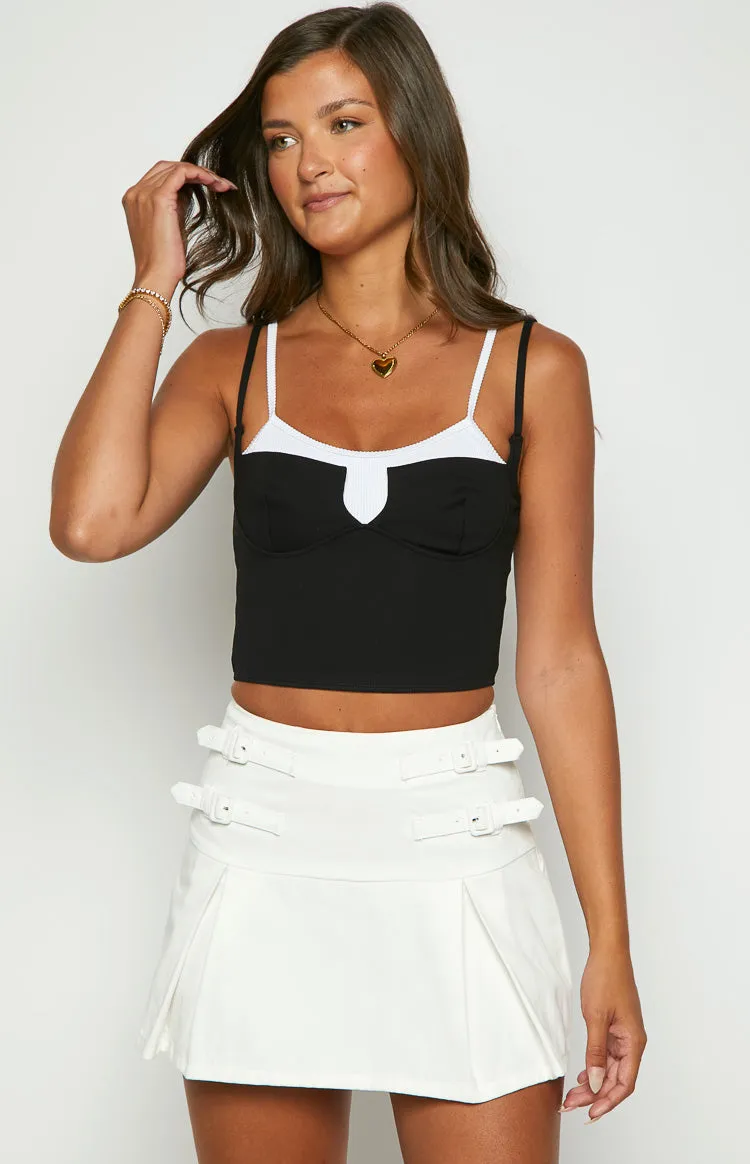 Karlee White Buckle Mini Skirt