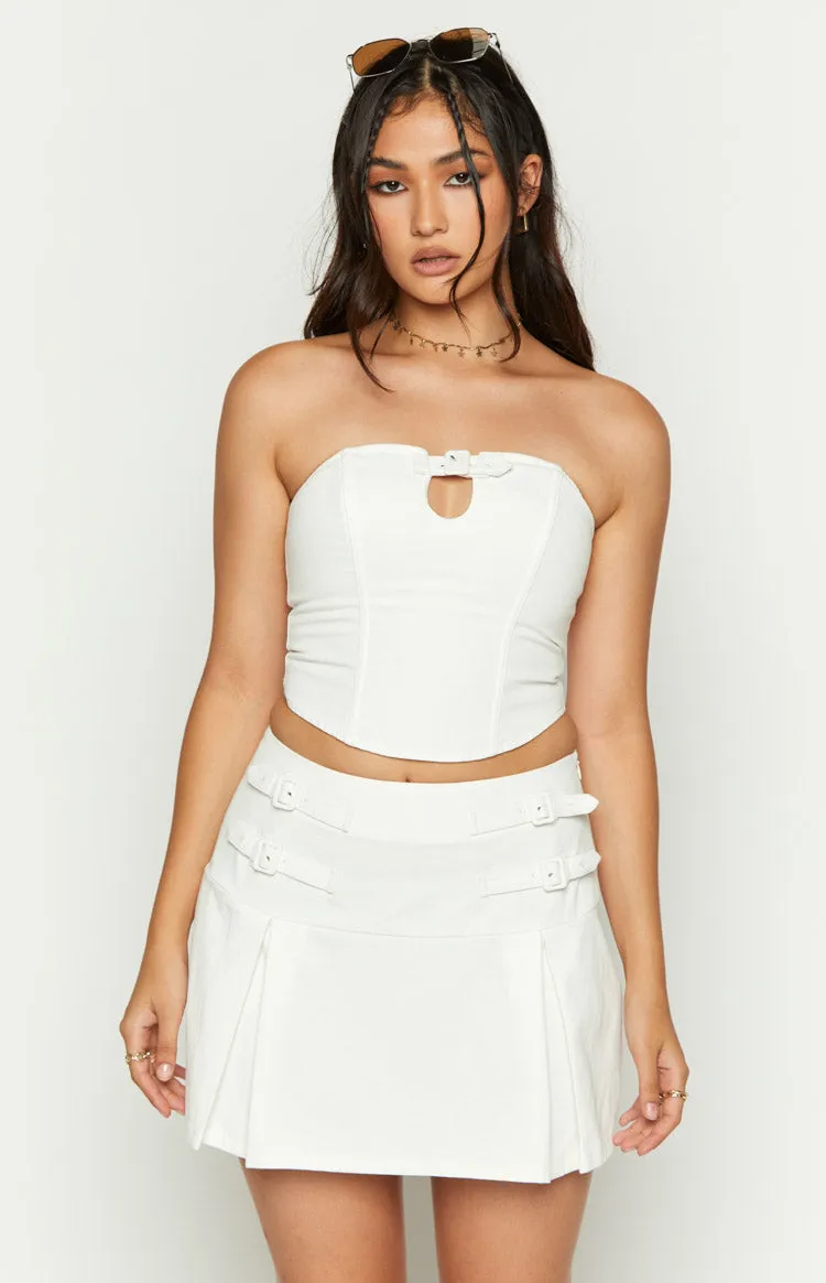 Karlee White Buckle Mini Skirt