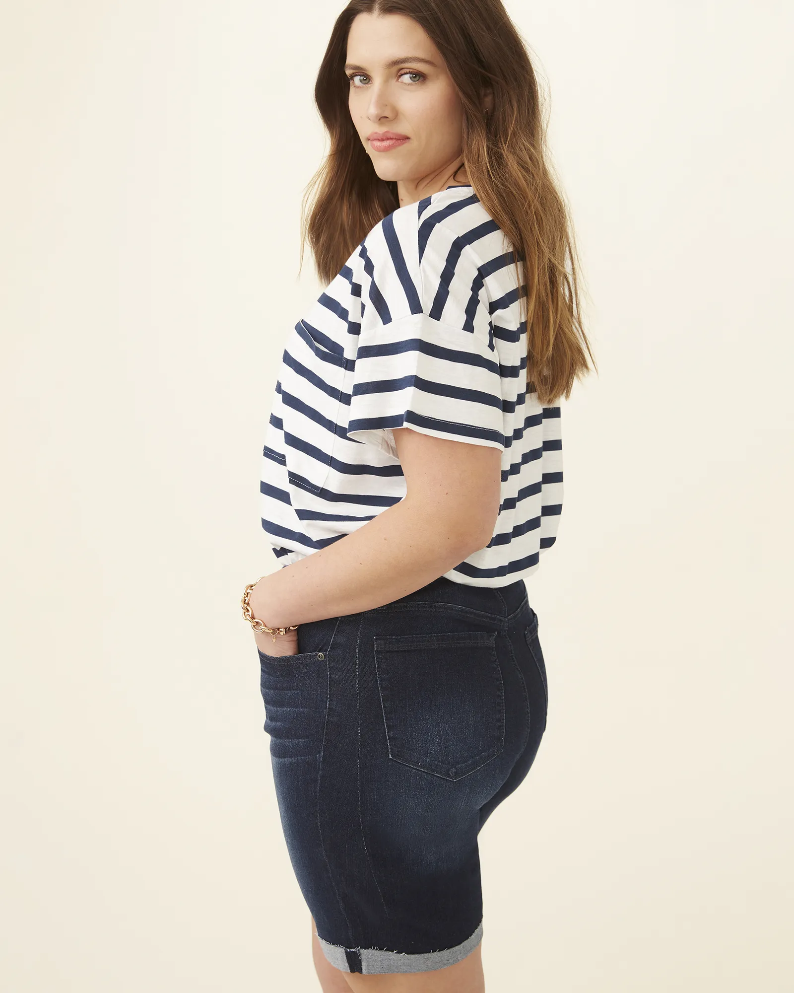 Kendra Striped Nautical Tee | White / Navy