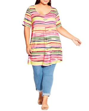 Livvy Pleated Front Tunic | Yellow / Pink