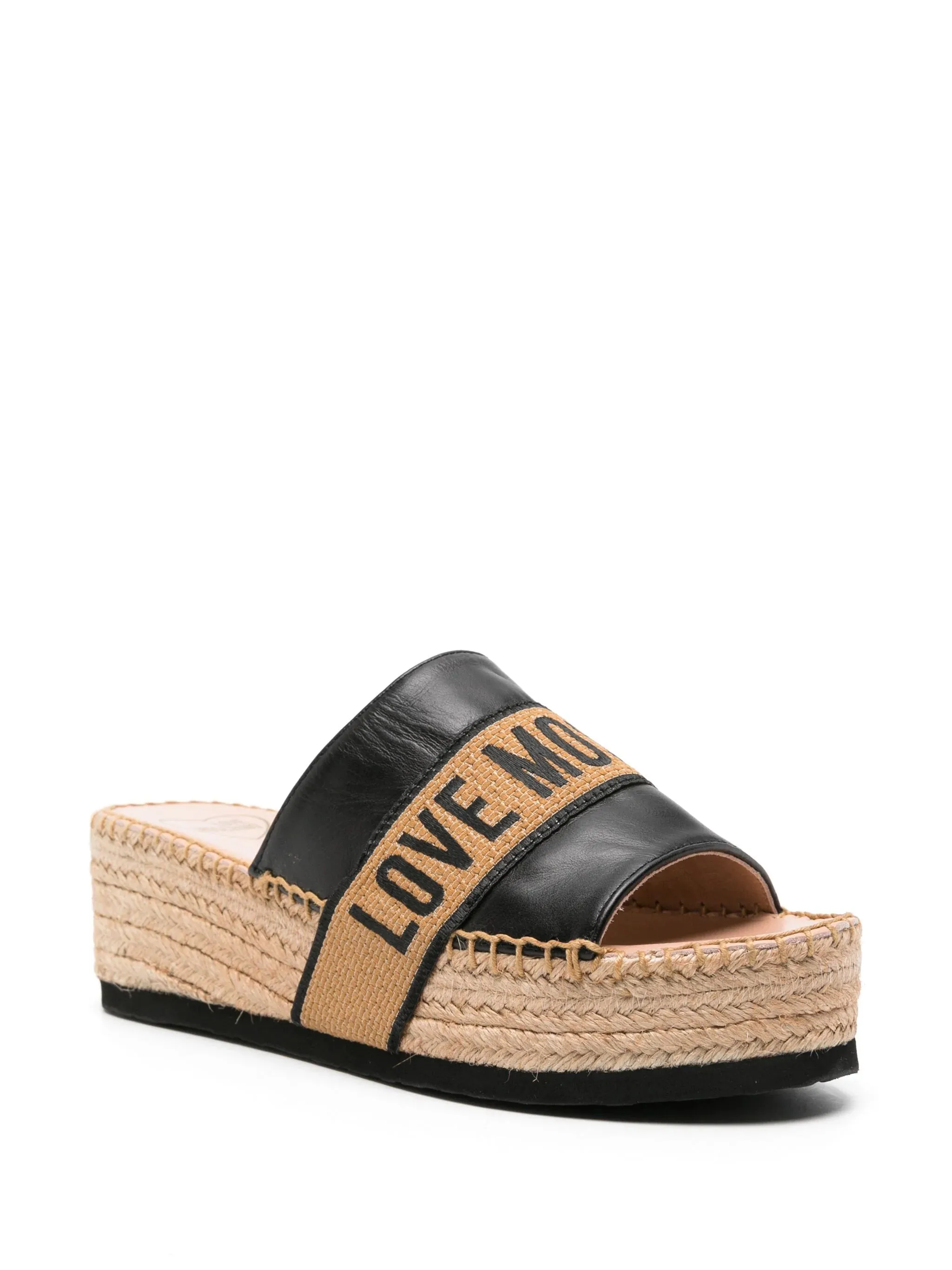 Logo Jacquard Wedge Espadrilles - Black