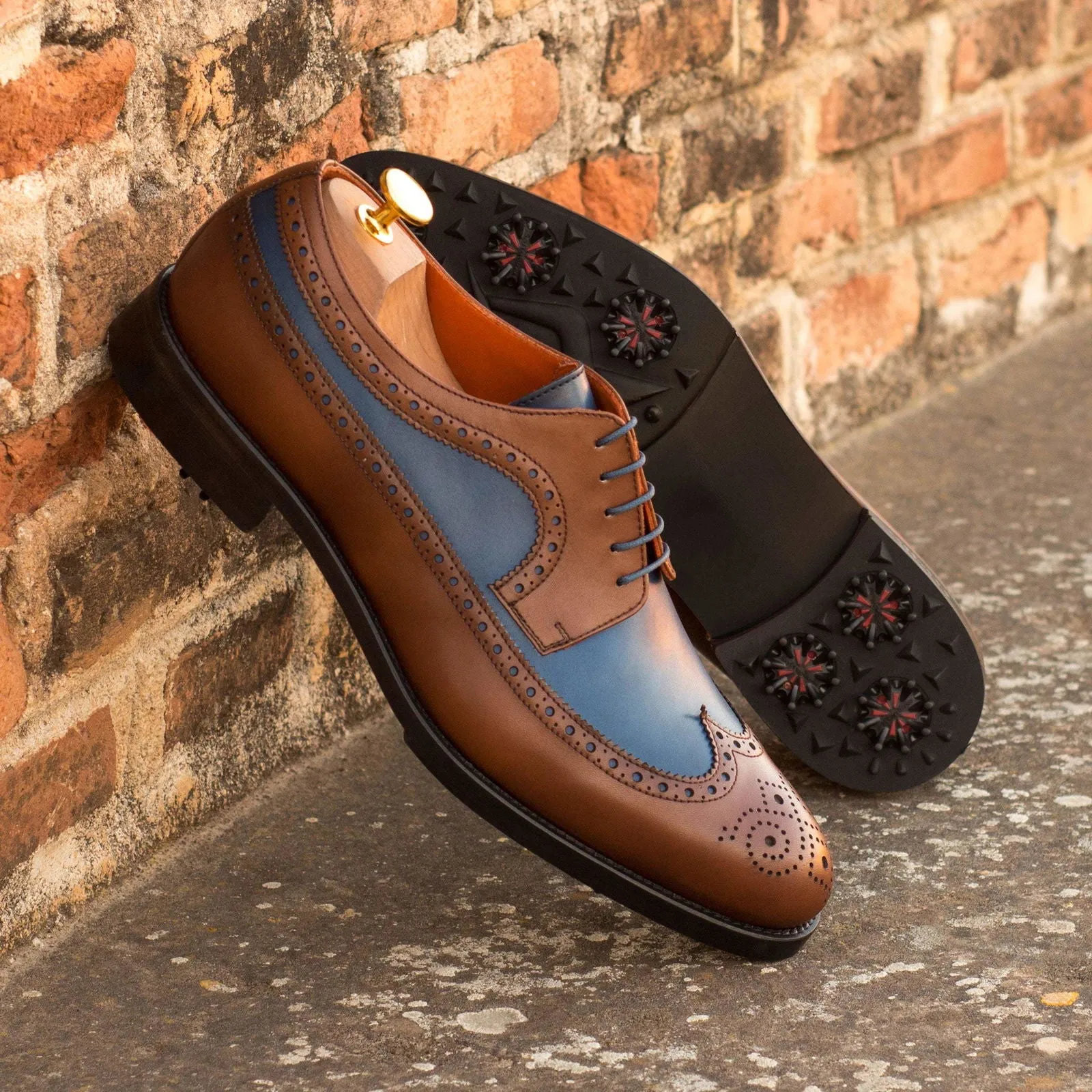 Longwing Blucher-Painted Calf, Blue, Brown-Wholesale