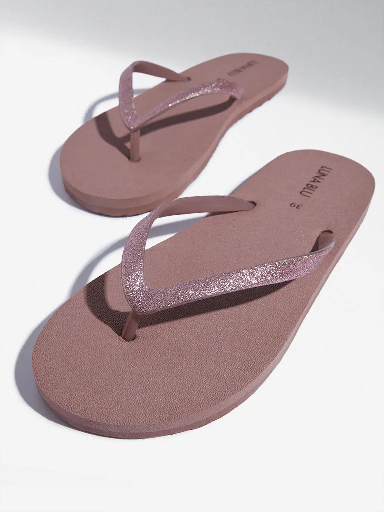 LUNA BLU Dusty Pink Shimmer Detailed Flip-Flop