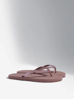 LUNA BLU Dusty Pink Shimmer Detailed Flip-Flop