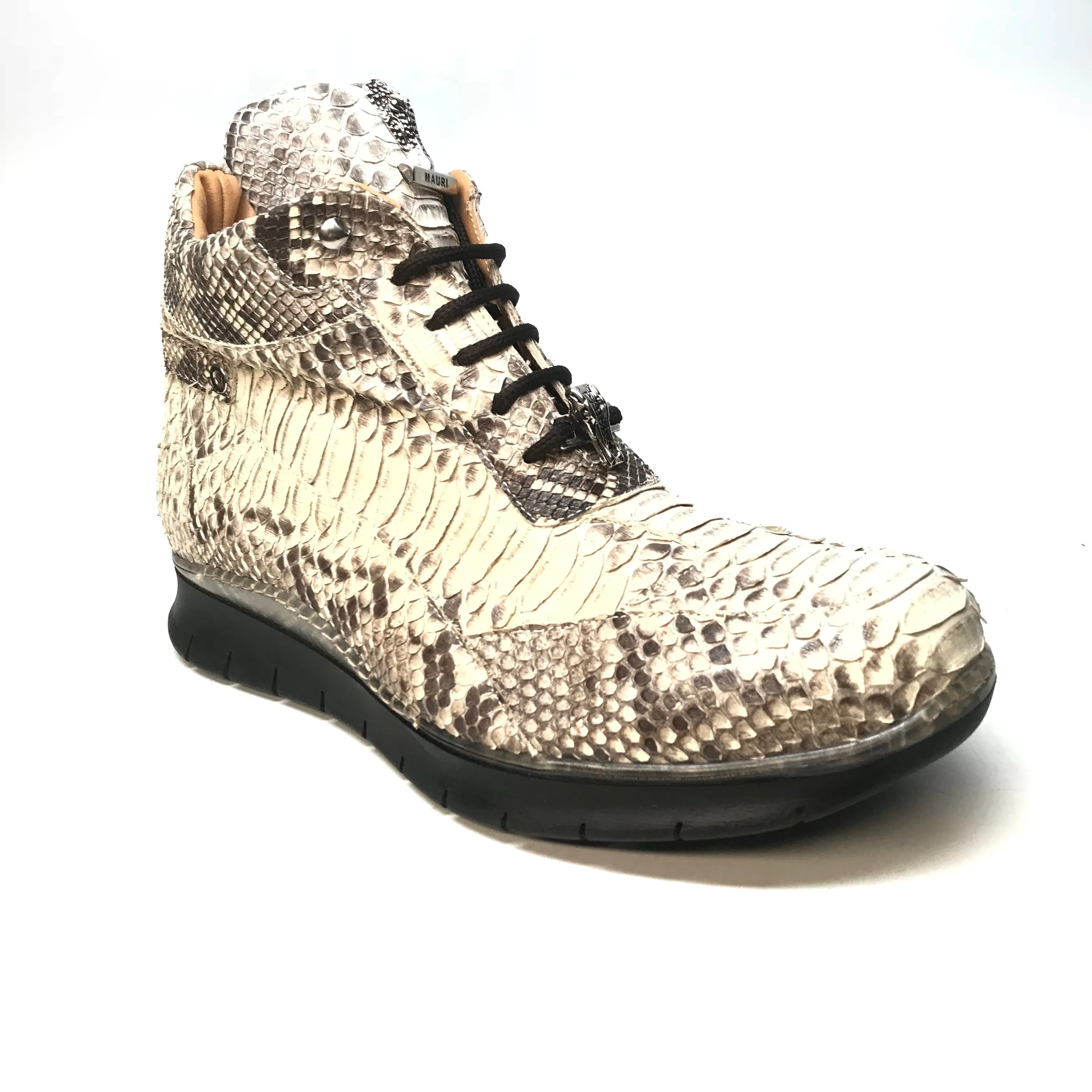 Mauri 8593 Natural Python Snakeskin Hightop Sneakers