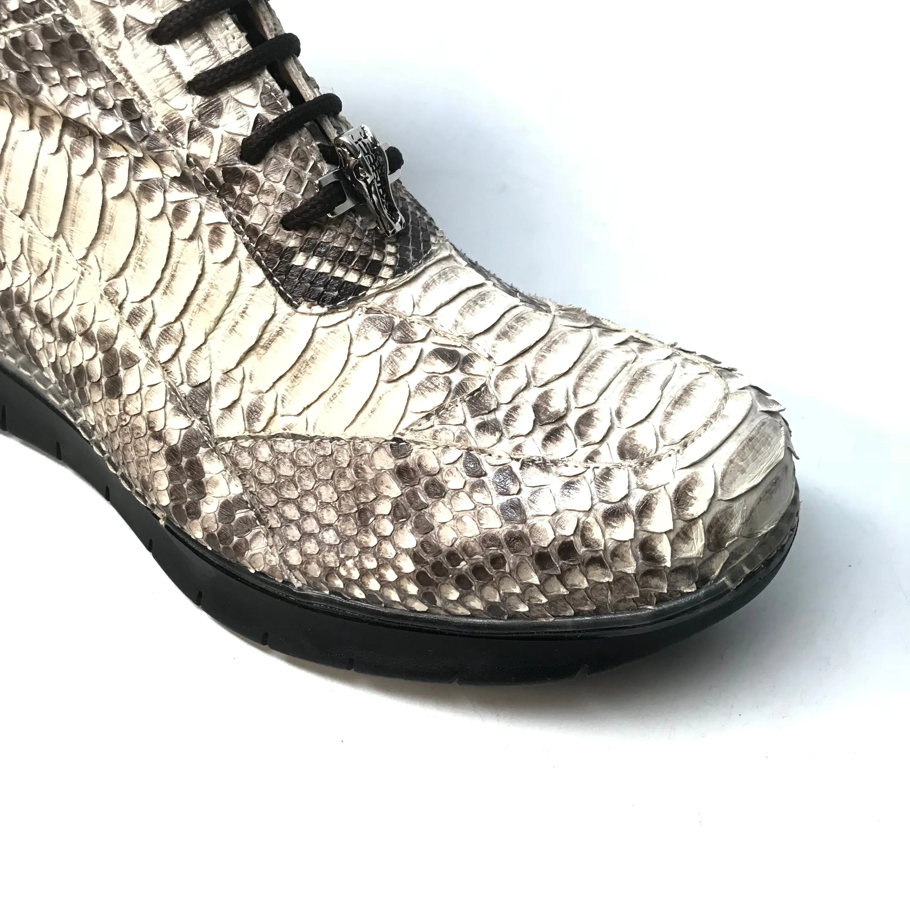 Mauri 8593 Natural Python Snakeskin Hightop Sneakers