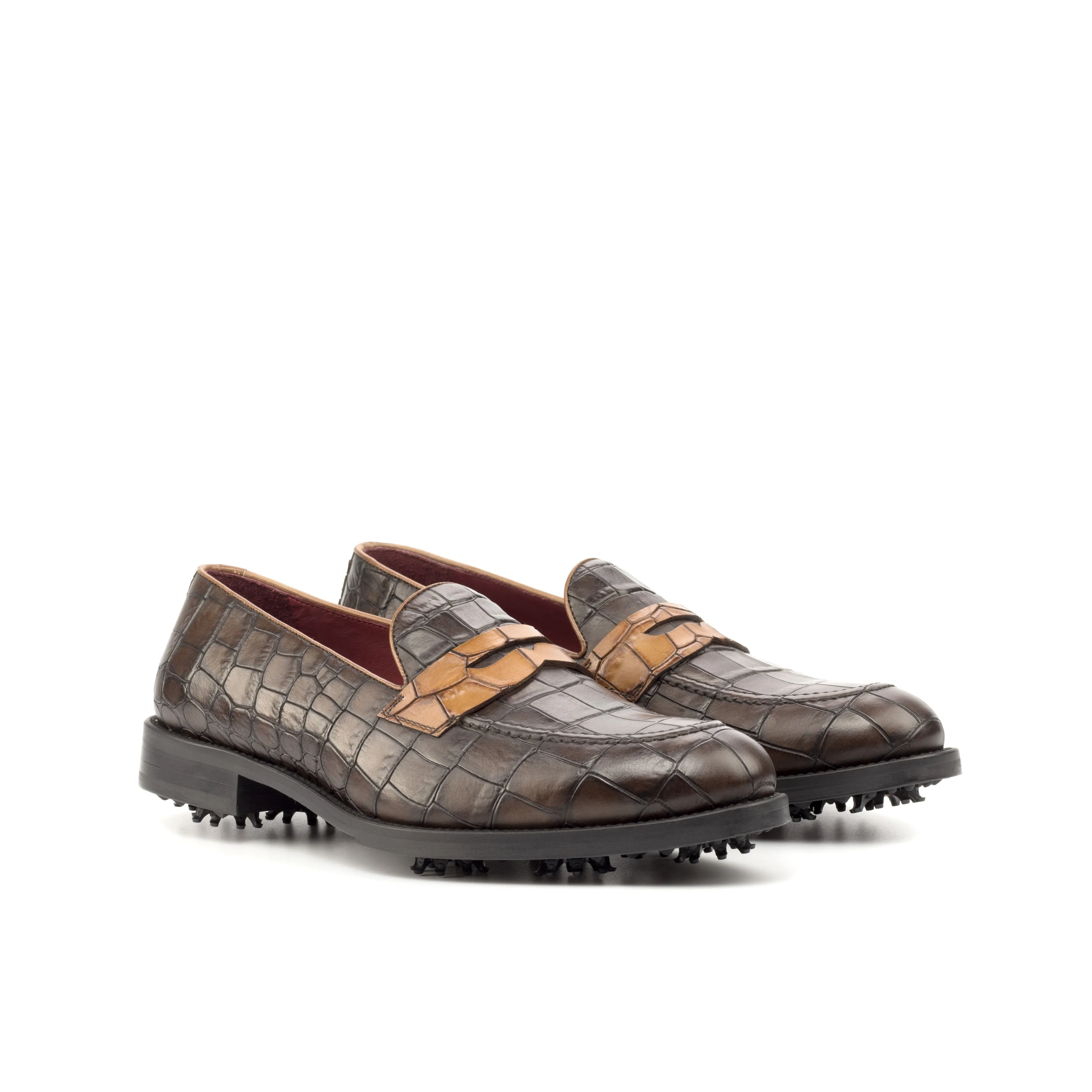 Medium & Dark Brown Loafer Golf Shoes