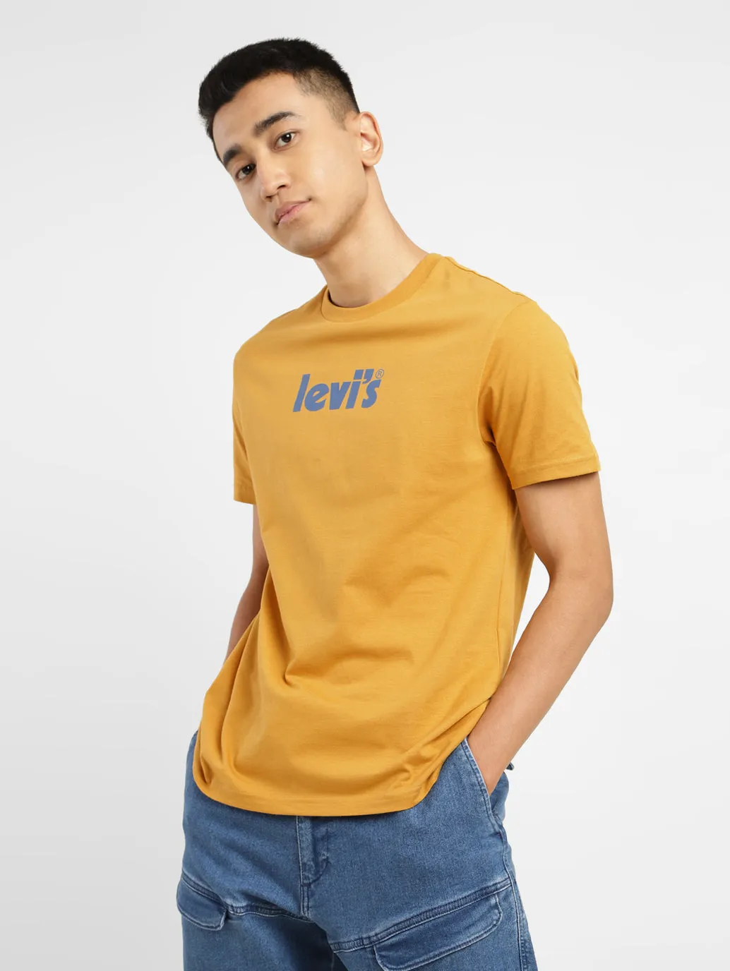 Men's Brand Logo Round Neck T-shirt