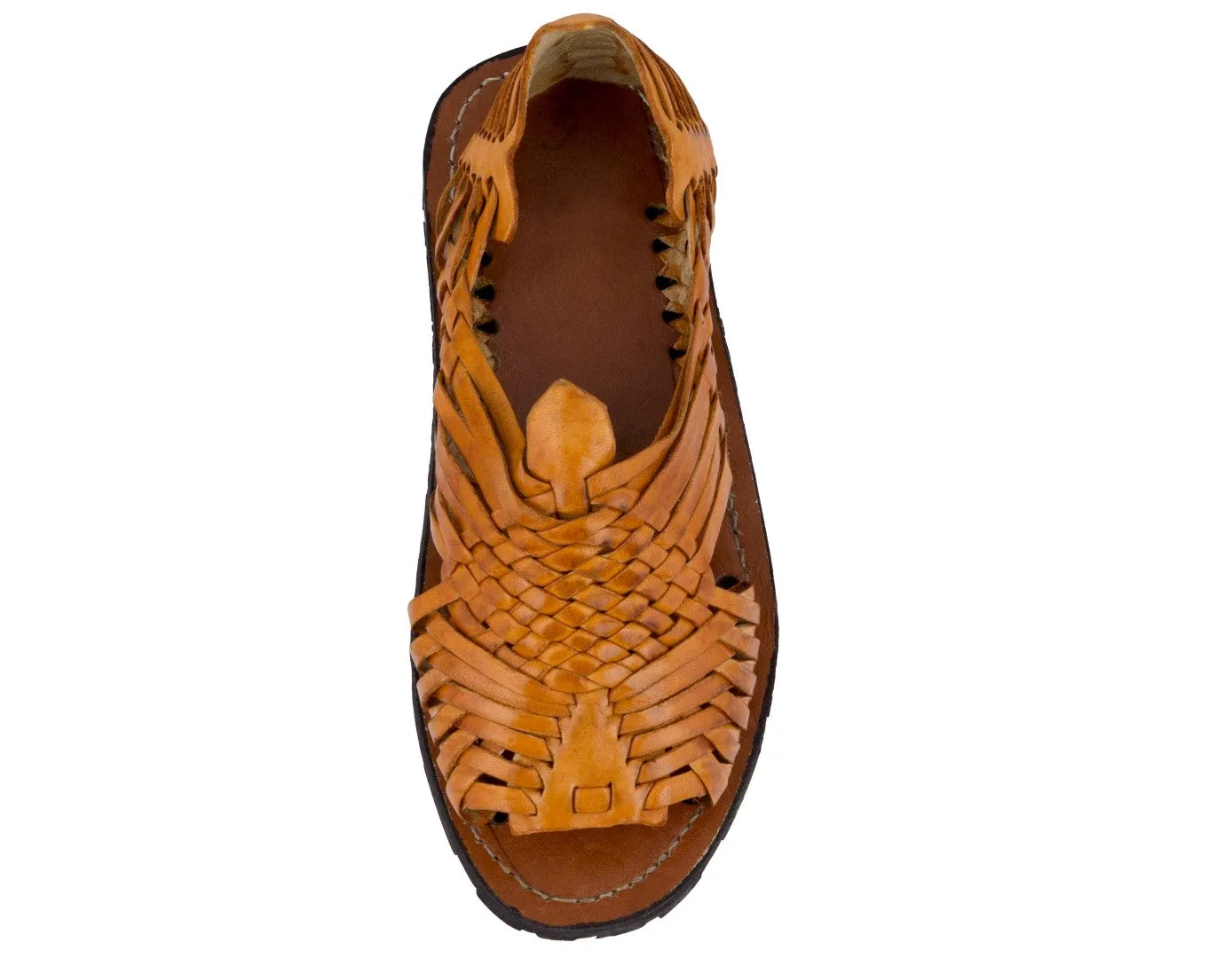 Men's Pachuco Orange All Real Leather Mexican Huaraches Open Toe