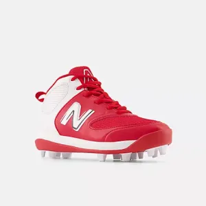 New Balance Youth 3000 v6 Molded Cleat - Red w/ White