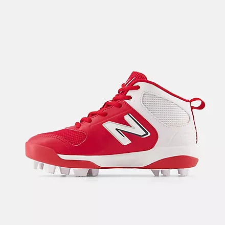 New Balance Youth 3000 v6 Molded Cleat - Red w/ White