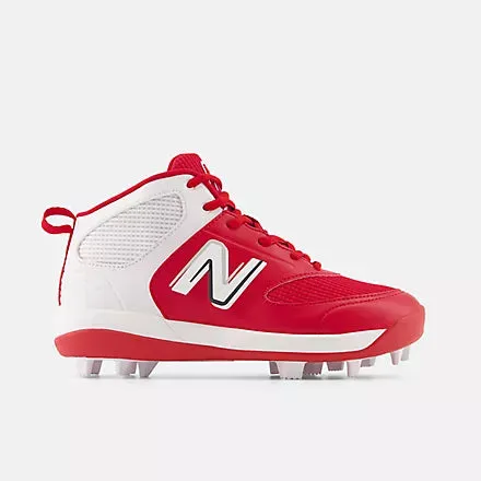 New Balance Youth 3000 v6 Molded Cleat - Red w/ White