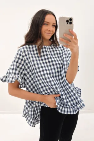 Nikki Top Navy Check