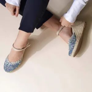 Pisa Blue & Light Gold Espadrilles