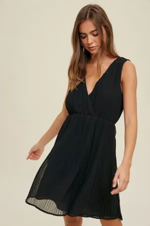 Pleated Mini Dress - Black