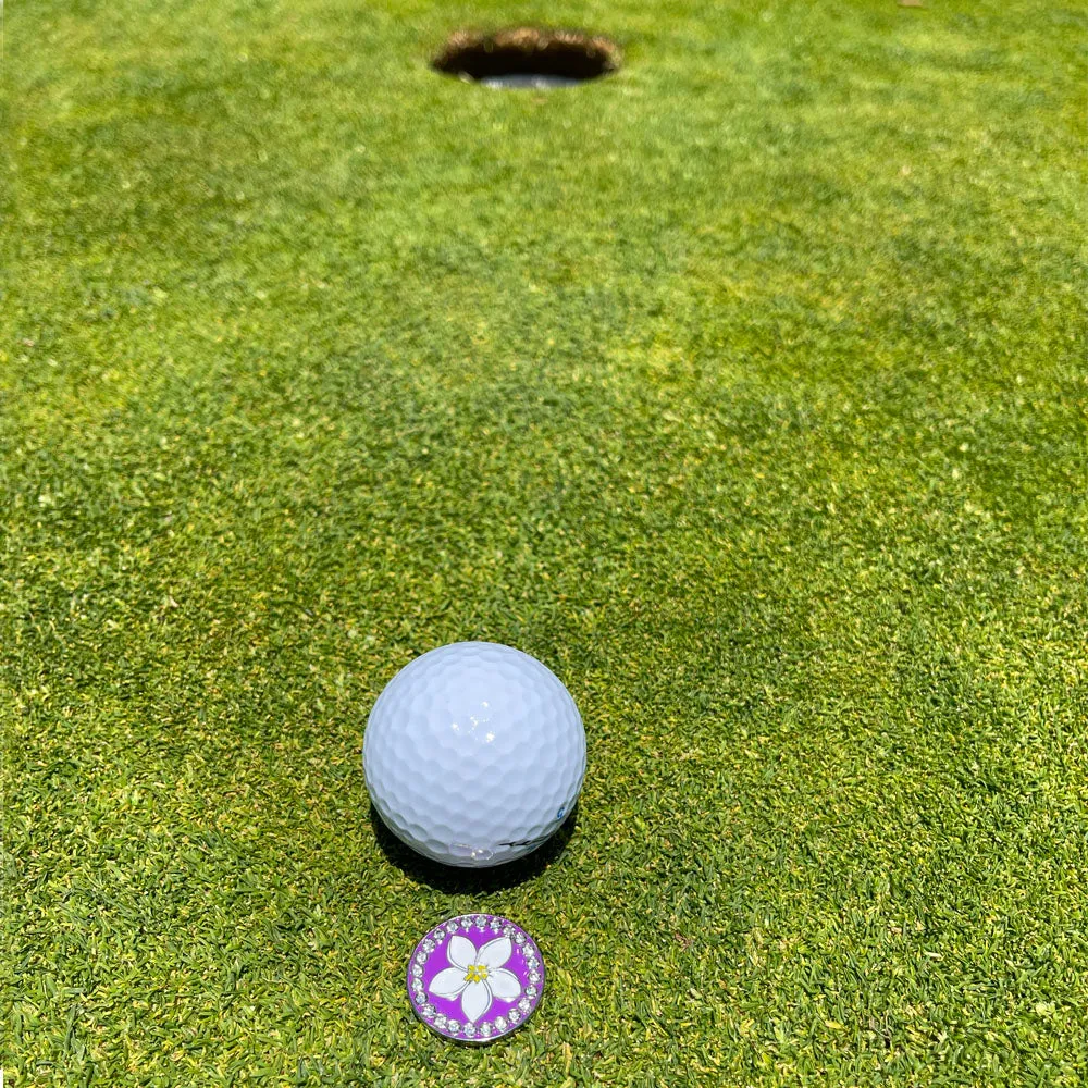 Plumeria Golf Ball Marker With Colored Clip