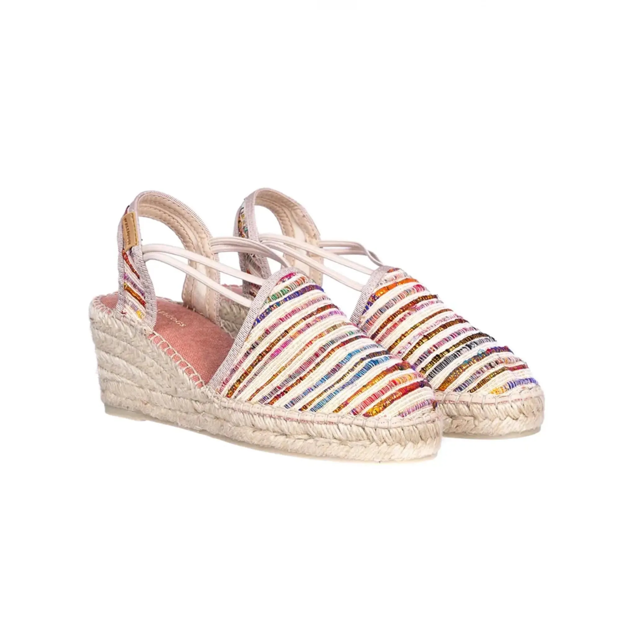 Porto Multi Stripe Heeled Espadrille Sandal