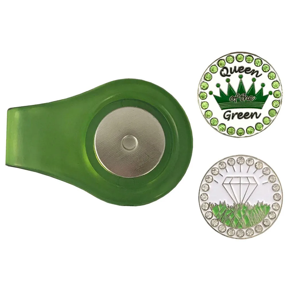 Queen Of The Green Golf Ball Markers With Colored Clip Combo