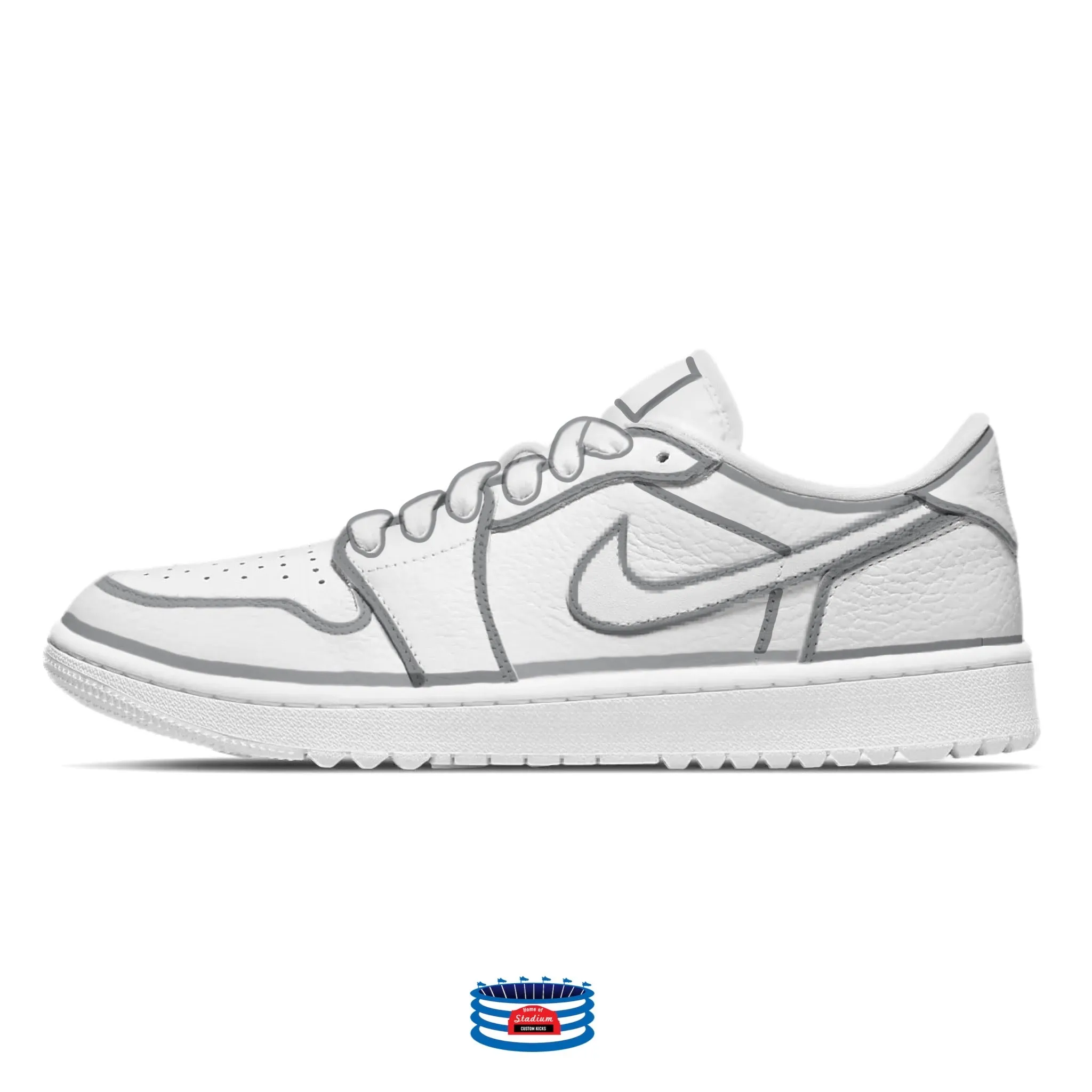 "Gray Lines" Jordan 1 Golf Shoes by Stadium Custom Kicks