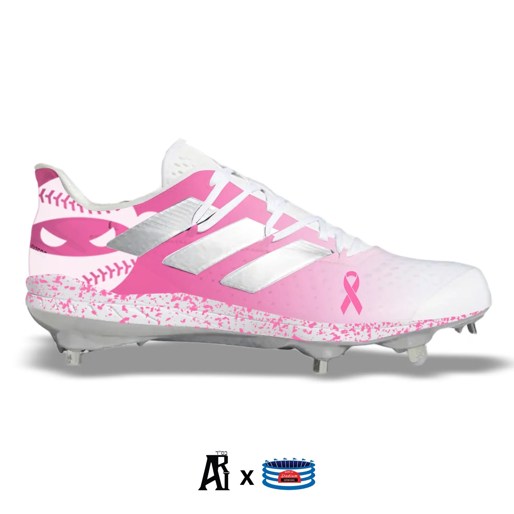 "Pink Ninja" Adidas Adizero Afterburner 8 Cleats by Stadium Custom Kicks