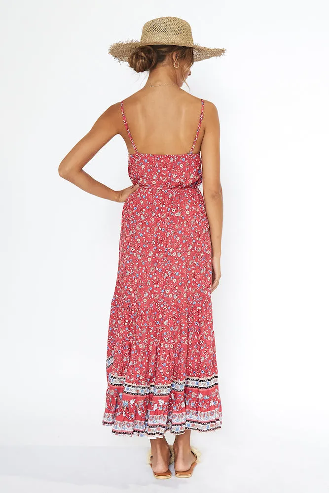 Red Petal Maxi Dress Red