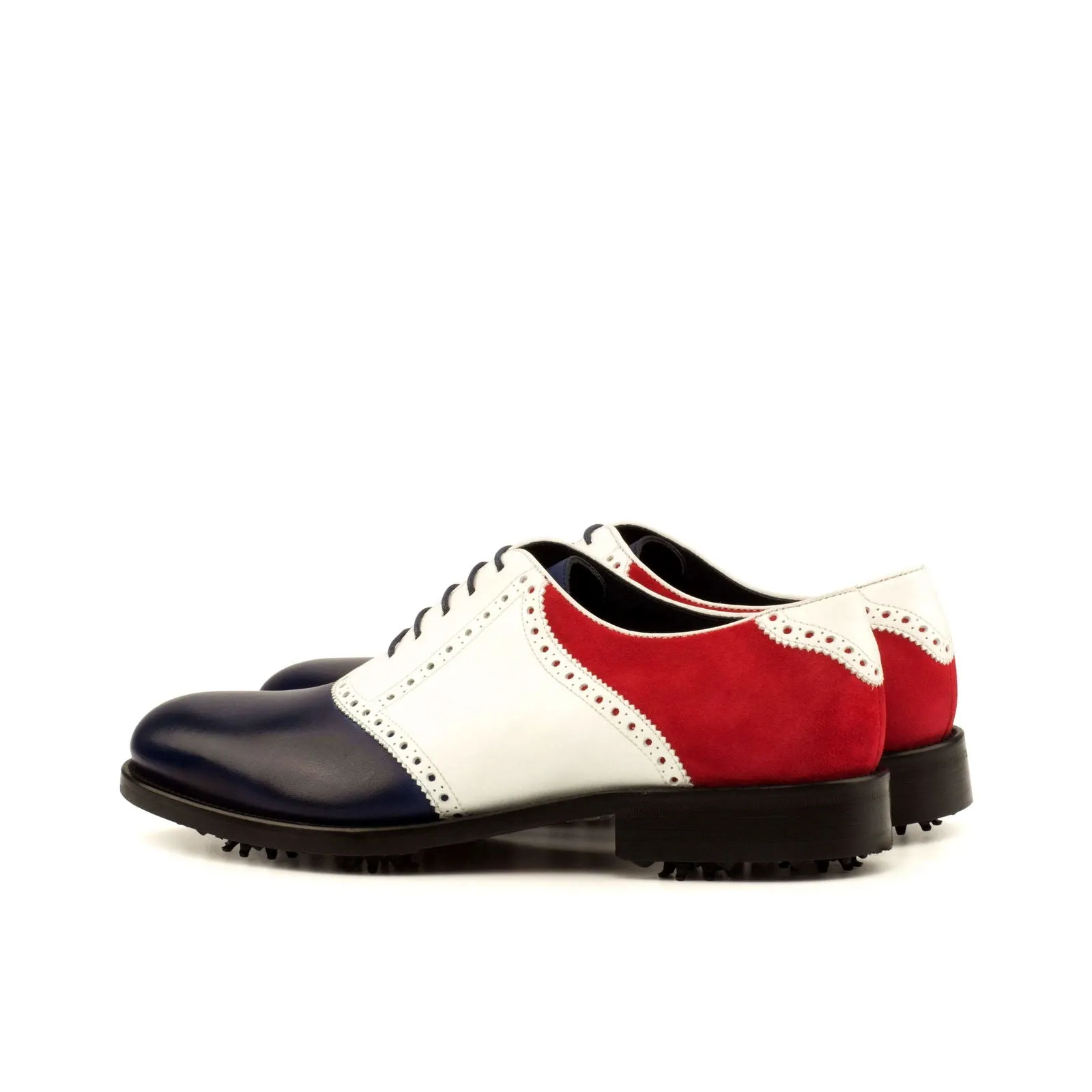 Saddle-Kid Suede, Painted Calf, Box Calf, Red, Blue, White-Wholesale