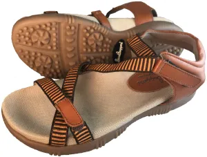 Sandbaggers: Women's Golf Sandals - Galia Sandal Whiskey Brown & Orange