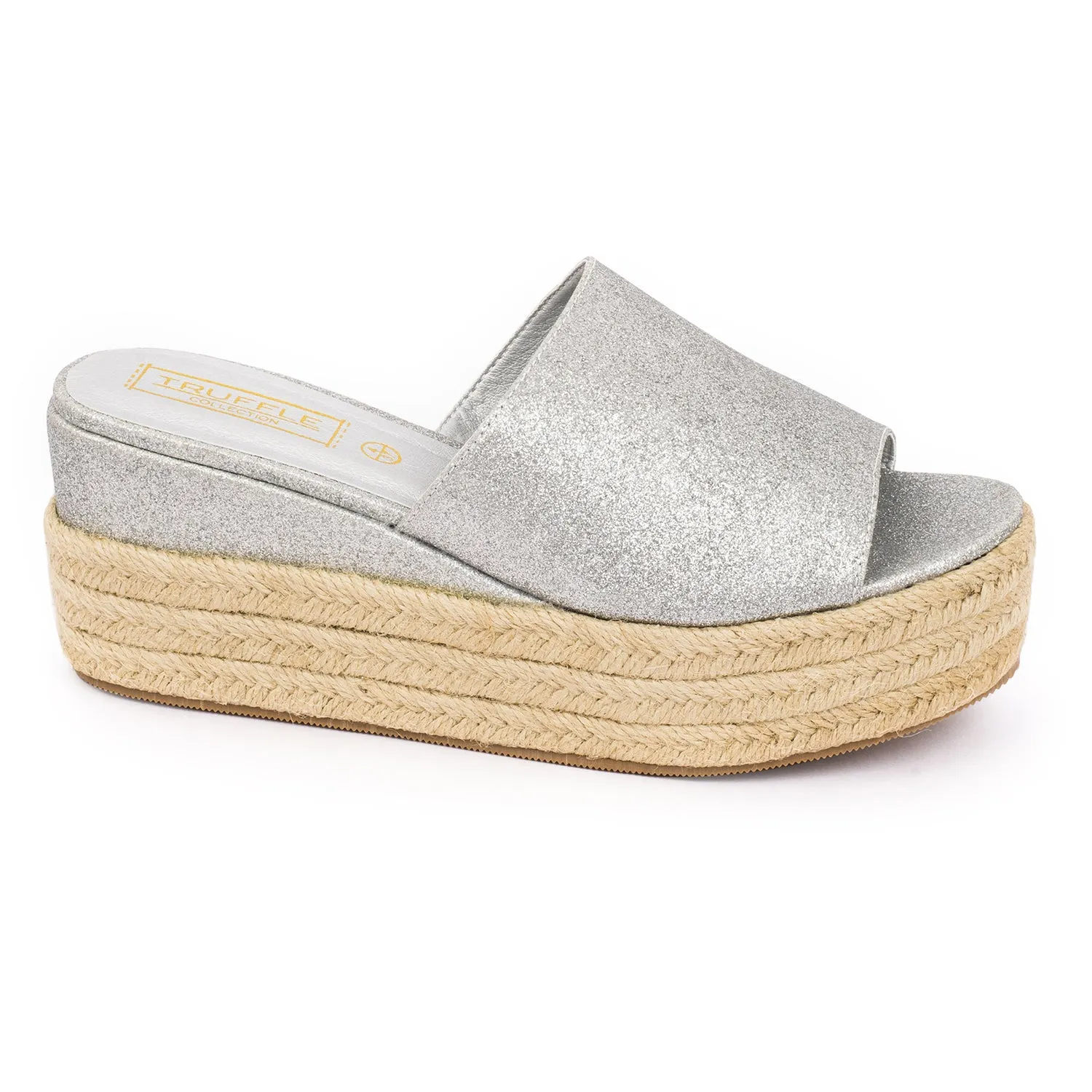 Silver Flat Espadrille Wedges