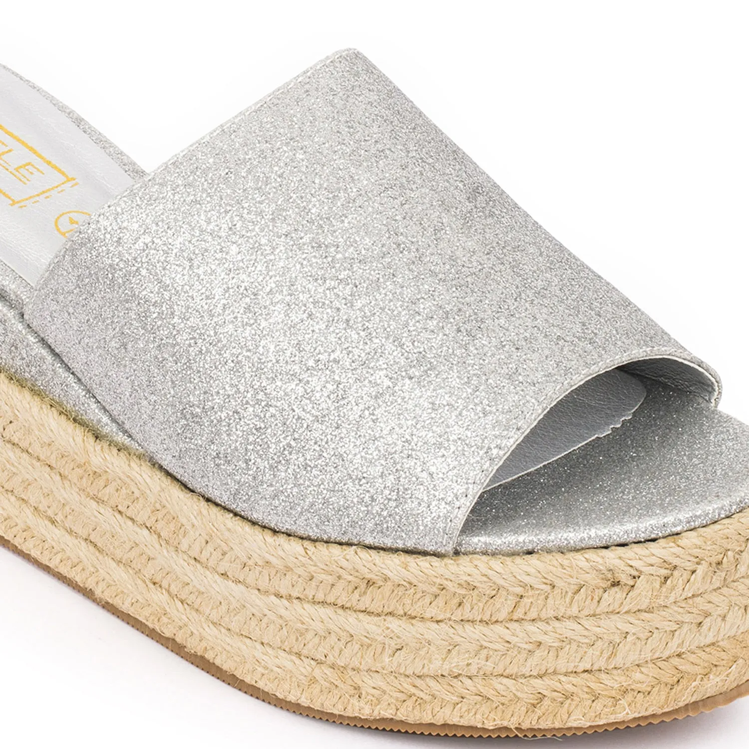 Silver Flat Espadrille Wedges