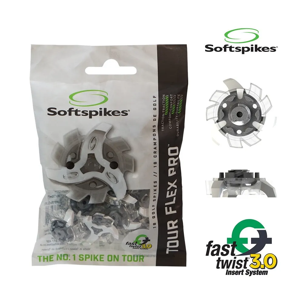 SoftSpikes Tour Flex Pro Golf Shoe Cleats - FT3.0 System - Pack of 18