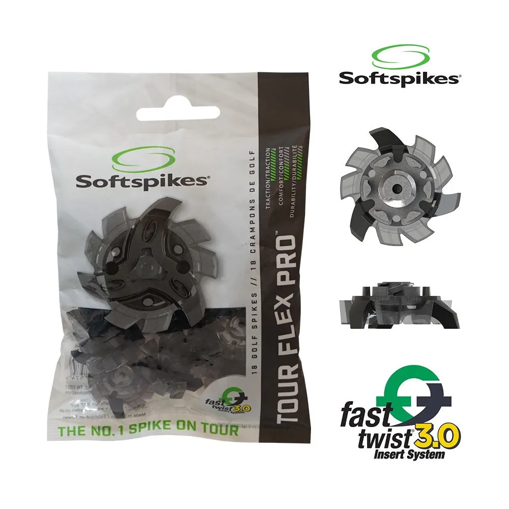 SoftSpikes Tour Flex Pro Golf Shoe Cleats - FT3.0 System - Pack of 18