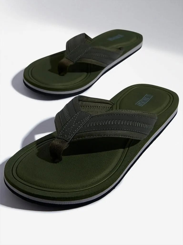 SOLEPLAY Olive Stitch-Detailed Flip-Flops