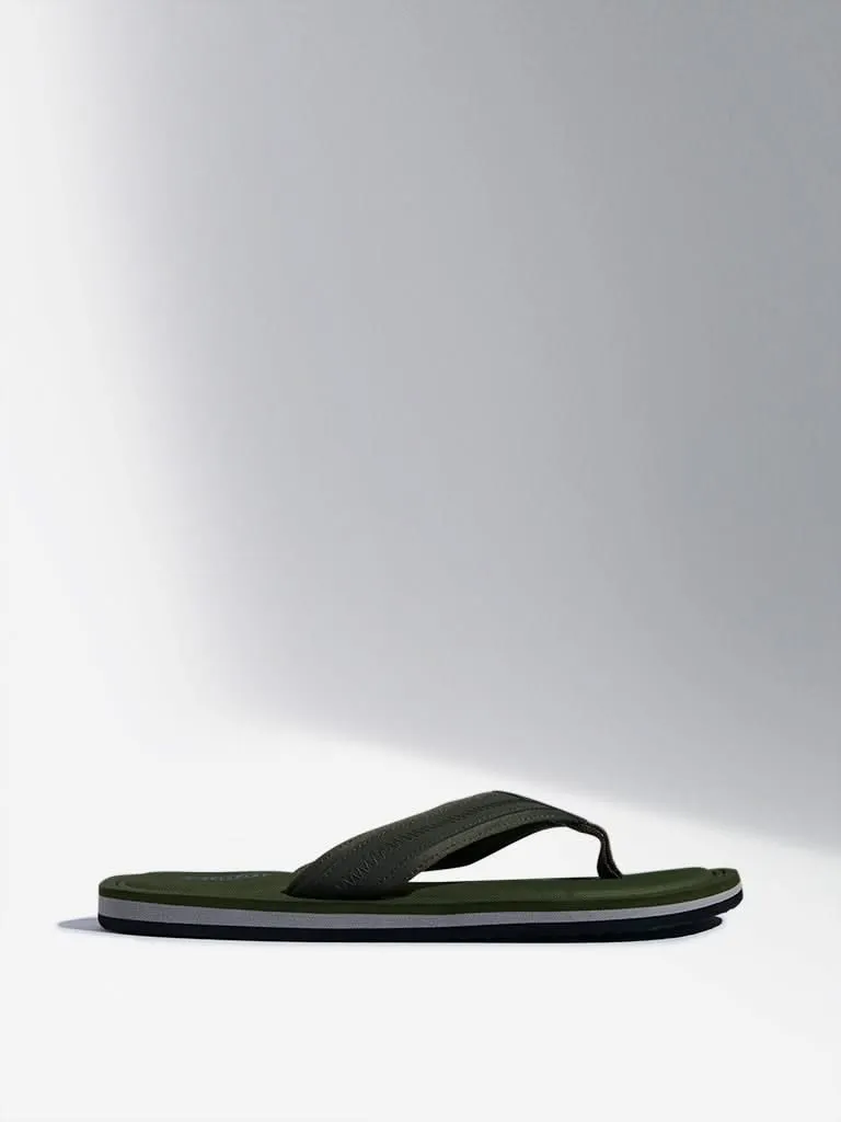 SOLEPLAY Olive Stitch-Detailed Flip-Flops