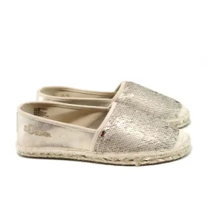 S.Oliver  Champagne Sequin Front Espadrille Pumps