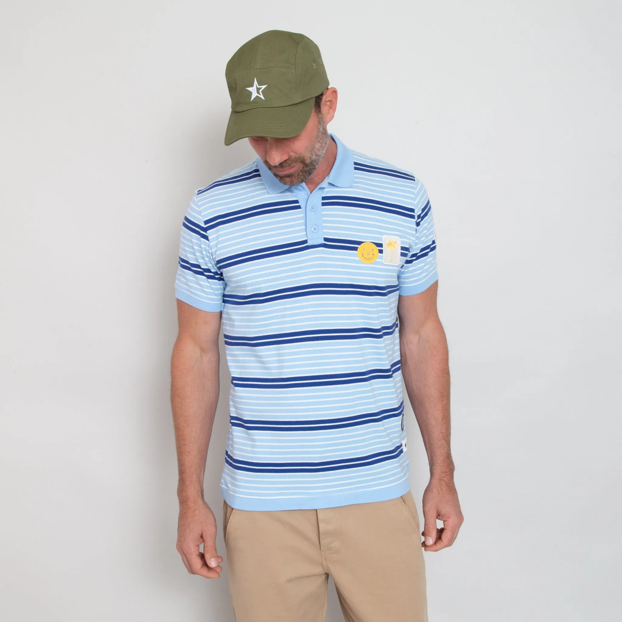 Sounder x Random Golf Club Monterey Polo - Sky Blue and Indigo