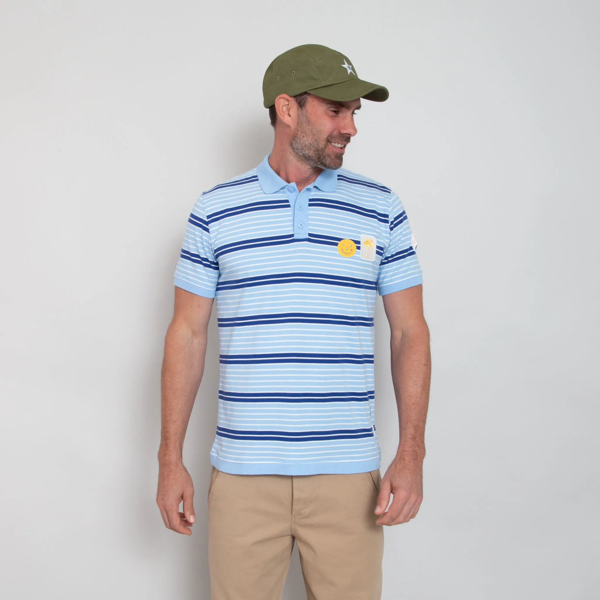 Sounder x Random Golf Club Monterey Polo - Sky Blue and Indigo