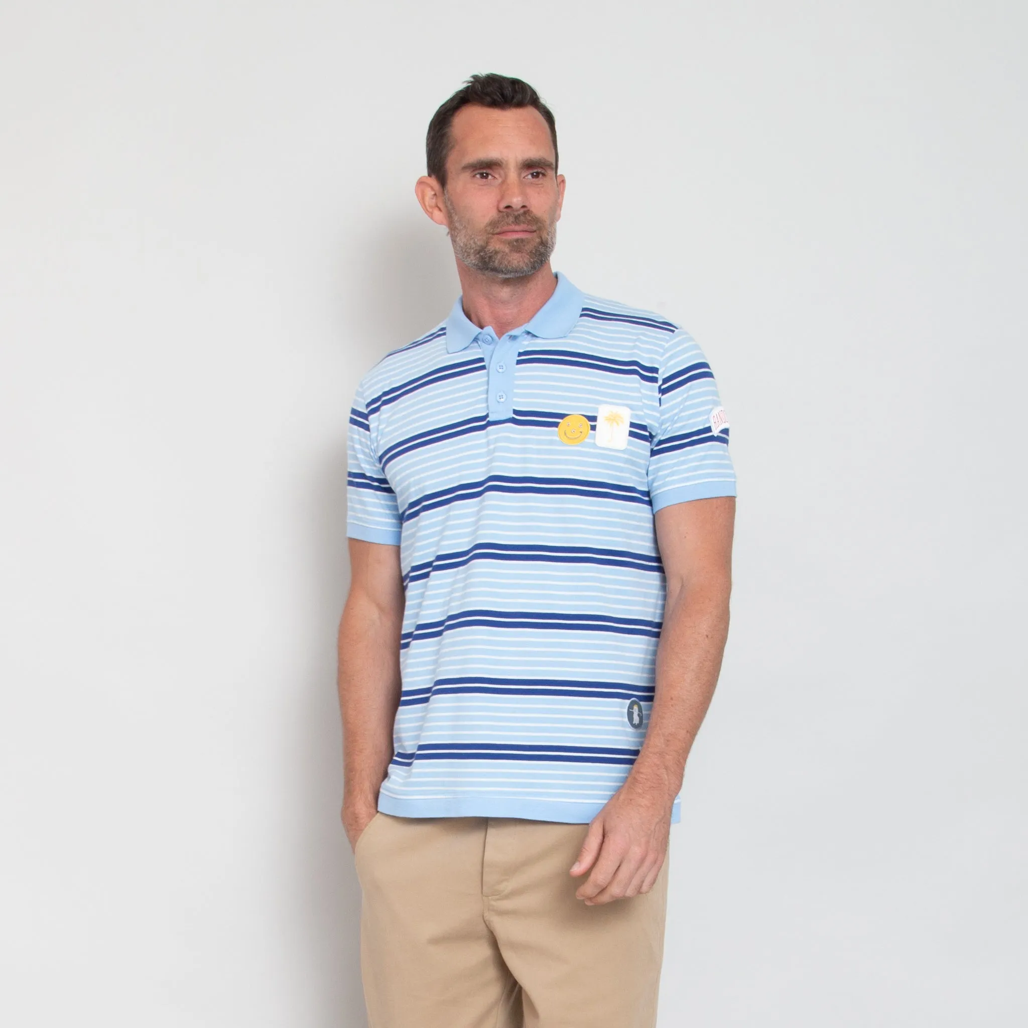 Sounder x Random Golf Club Monterey Polo - Sky Blue and Indigo