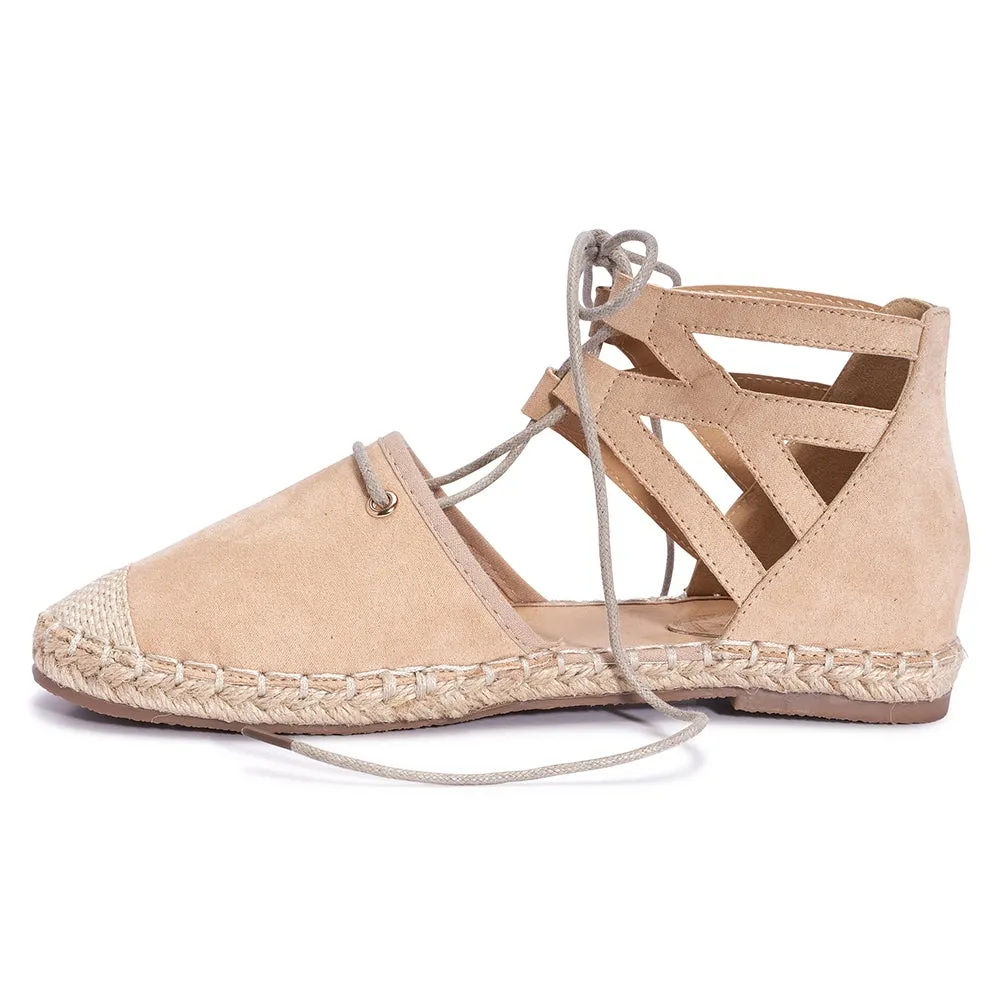 Stone Lace Up Espadrilles