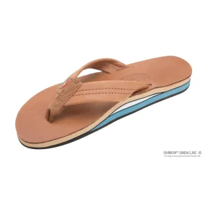 TAN - Rainbow Double Layer Arch Support Classic Leather with 1" Strap