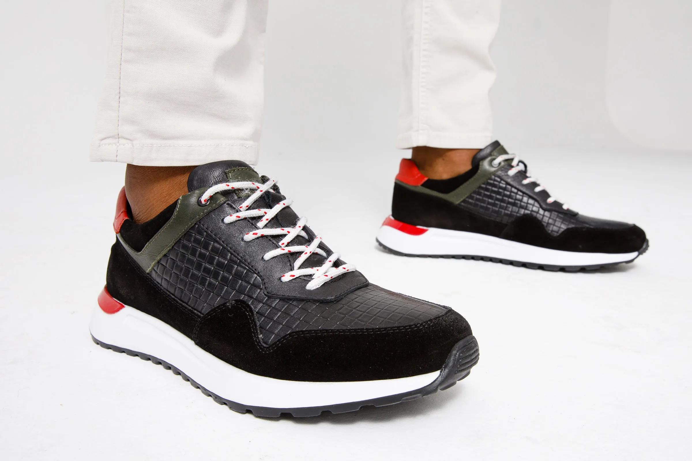 The Rakka Black & Red Leather Men Sneaker Final Sale!