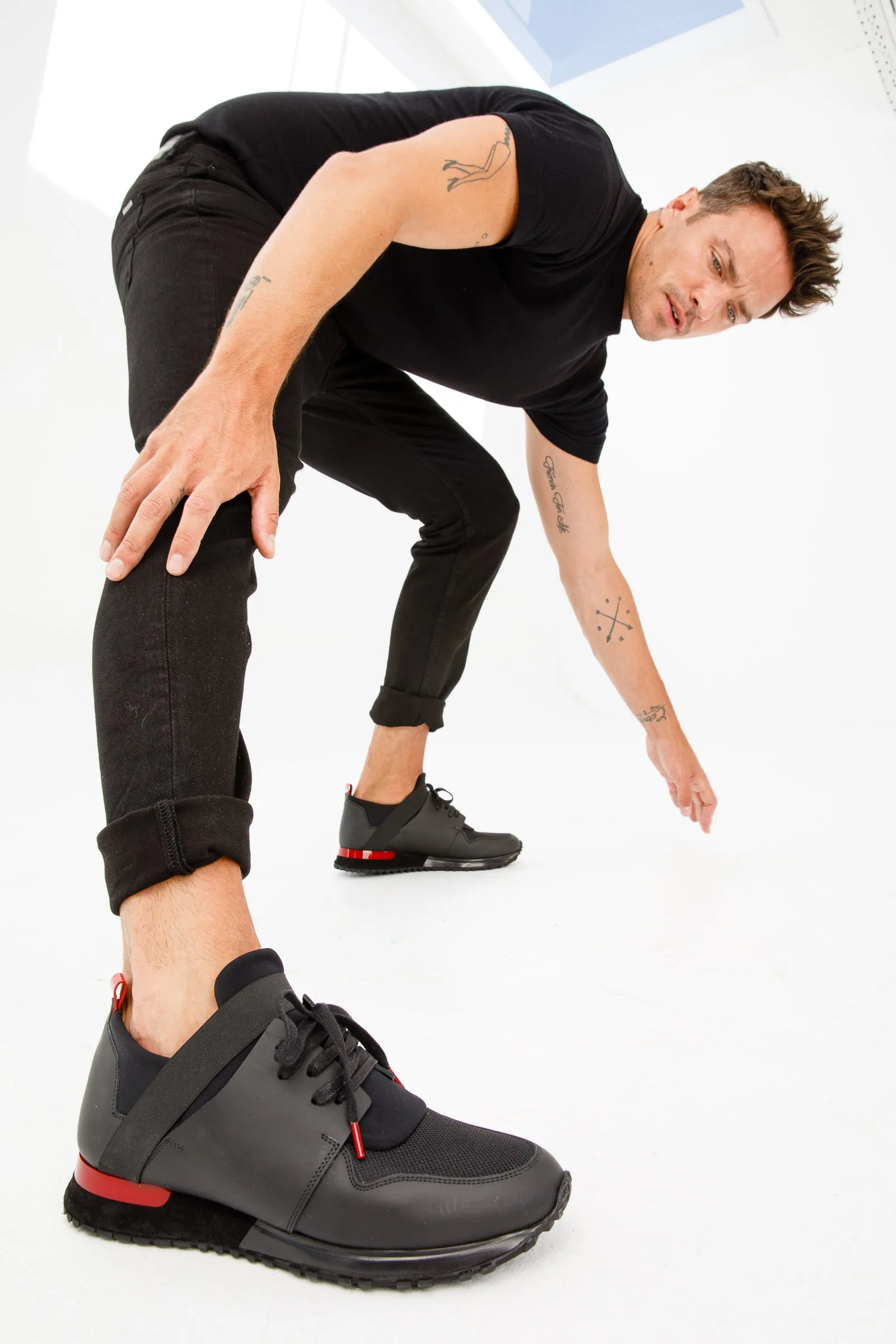 The Reno Black & Red Leather Men  Sneaker Final Sale!